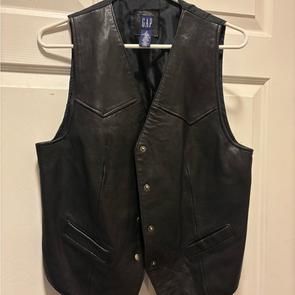 GAP Men's Black Leather Vest